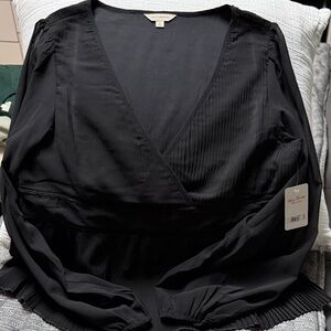 Lucky Brand Black V-Neck Blouse